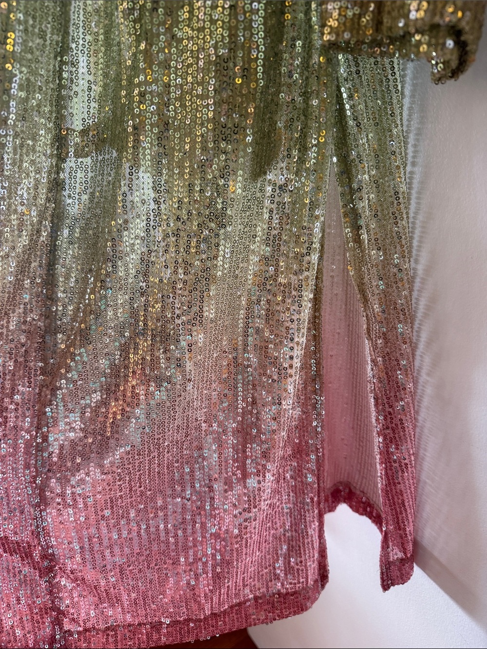 NWT BB Dakota by Steve Madden Rainbow Sequin Ombre Duster Cardigan Jacket M - Picture 6 of 9